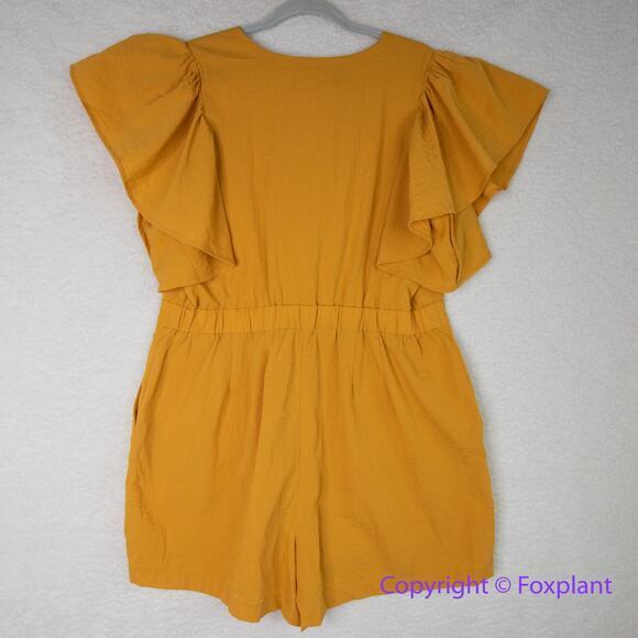 Eloquii Tie Bodice Romper With Flutter Sleeves in Daffodil women's Plus Size 20 - Picture 9 of 14